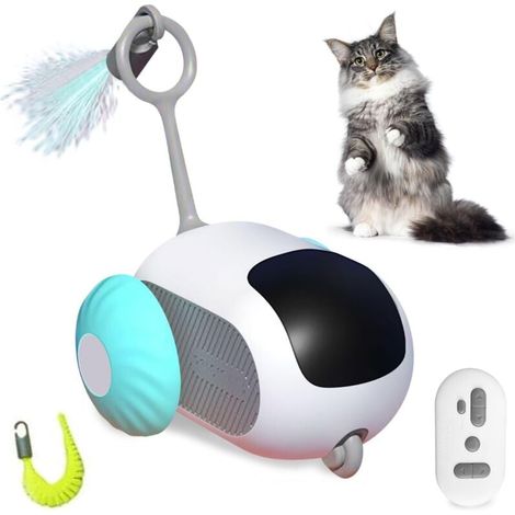 Jouet électrique intelligent pour chat avec télécommande, jouet interactif d'intérieur, rechargeable par USB (bleu) (1/4)