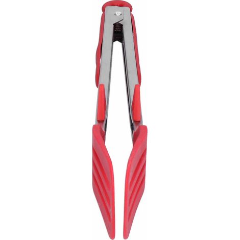 Grillzange aus Edelstahl und Silikon, Steakzange zum Grillen, Grillutensil, 30 cm, rot, 1 Stück (1/5)
