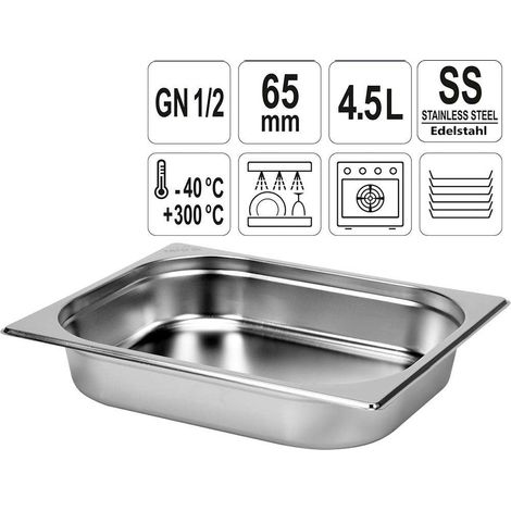 Gastronormbehälter 4,5 l - GN1/2, H65 mm - Edelstahl - YG-00262 (1/5)