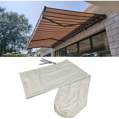 Housse de protection pour auvent télescopique extérieur - Housse anti-poussière imperméable en Oxford 210D avec revêtement argenté - Beige - 254x30.5x21.6cm (1/5)