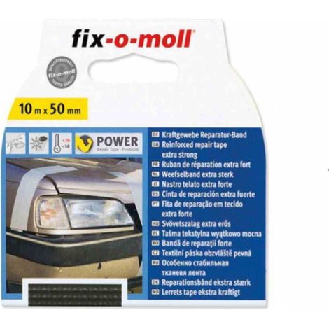 FIX-0-MOLL - 10mt x 50mm - NASTRO ADESIVO IN TESSUTO EXTRA FORTE PER RIPARAZIONI - COLORE NERO