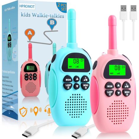 Talkies-walkies pour enfants, lot de 2 talkies-walkies rechargeables pour enfants, rose et bleu-AquaForge (1/5)