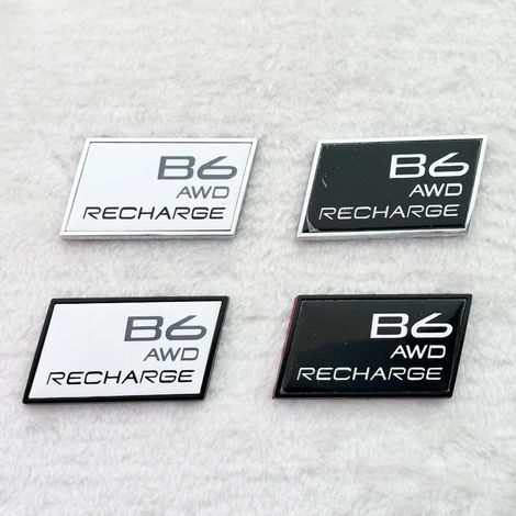 (B6 1 pièces-noir blanc) emblème 3D Premium pour voiture, adhésif pour garde-boue, mâle, capot arrière, Compatible avec XC40, XC60, XC90, V40, S40, S6 (1/4)
