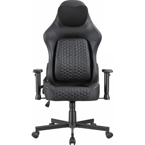 Chaise Gaming Ergonomique, Support Lombaire, Accoudoirs 2D, Noir (1/5)