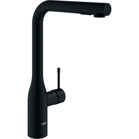 GROHE Miscelatore monocomando per lavello Essence 30504 azb. Doccetta estraibile Dual phantom black, 30504KF0