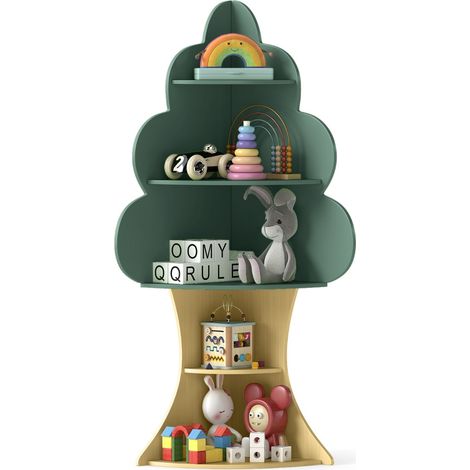 Libreria albero bambini sistema anti-ribaltamento angolare salvaspazio sala giochi asilo Verde (1/4)