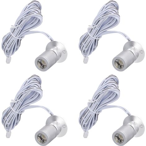 4 pièces spots LED 5V intensité variable USB mini projecteur pour vitrine bijoux entrée porche argenté lumière blanche en aluminium (1/5)