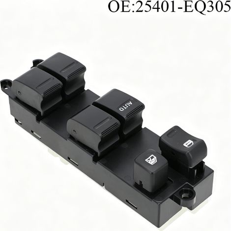 1x Interrupteur Lève-Vitre Électrique Compatible Nissan - Bouton Commande Vitre Voiture Remplacement 25401-EQ305 - Noir