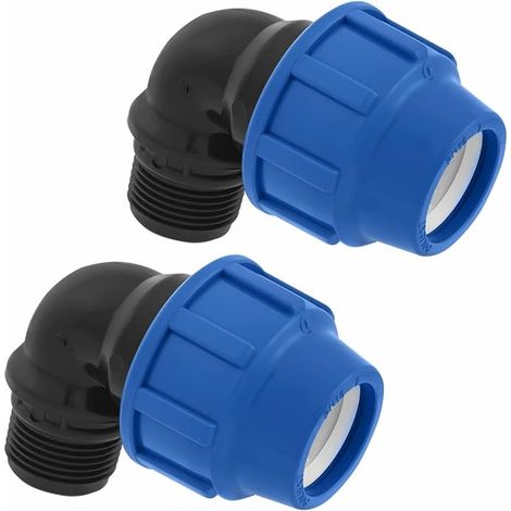 Raccord Coudé 90 degrés 25mm x 3/4 mâle pour tuyau d’eau PE de compression – Raccords de plomberie coudés 25 mm – connecteur pour tuyaux PE80 et PE100 (1/4)