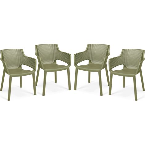 Keter Set x4 Silla de exterior de jardín Elisa Cedar Verde 61,5x53x78,4 cm (1/3)