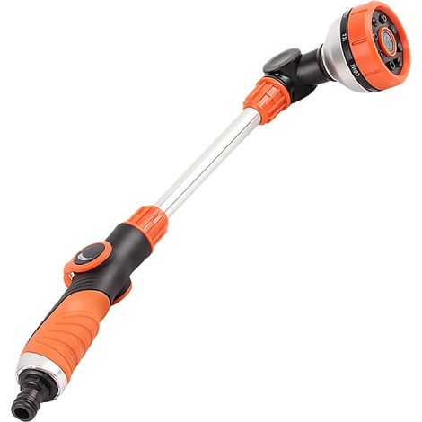Bâton d'arrosage long 47 cm, tige d'arrosage avec tête pivotante à 180°, 8 pulvérisations, douchette de jardin avec commande à une main, douchette de jardin longue pour plantes suspendues (1/5)