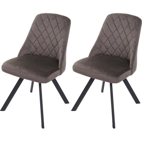 Set 2x sedie poltroncine eleganti HHG-896 design moderno metallo velluto marrone scuro