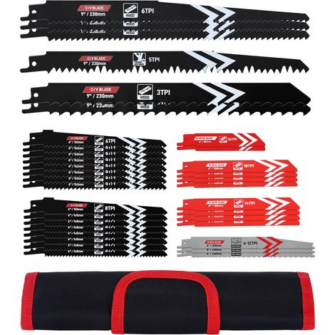 Reciprocating Saw Blade, 35 Pieces, Reciprocating Saw Blade with Storage Bag, Jigsaw Blades for Cutting Metal, Wood and Plastic (1/5)