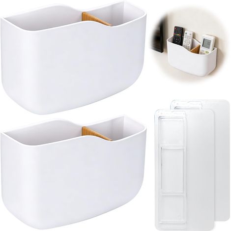 2pcs Supports de Télécommande Boîte de Rangement Murale Autocollantes Support Mural Télécommande pour Contrôleur Organisateur Mural Multifonctionnel pour Maison,Bureau, l'école (1/5)