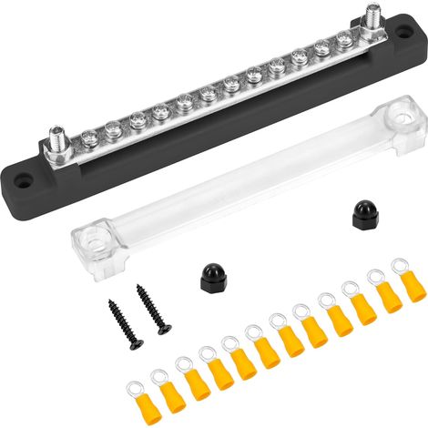 Bloc de Distribution D'alimentation 12V-48V DC Barres de Distribution D'énergie BusBar 150A avec 12 x M4 Boulons de Borne pour Voiture Camion (1/5)