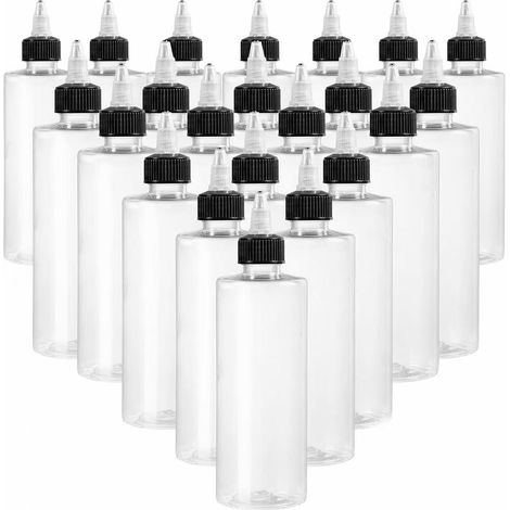 Bouteille Pression - 8 oz - LDPE Sans BPA - Joint Étanche En Polystyrène - Capuchon À Vis - Transparente - Pour Peinture, Colle, Huile, Artisanat - Lot De 22 (1/5)