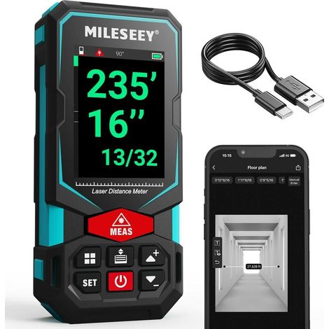 Télémètre Laser 100m, avec capteur d'inclinaison numérique, précision ±2mm, connectivité App, écran IPS 2,4", rechargeabilité