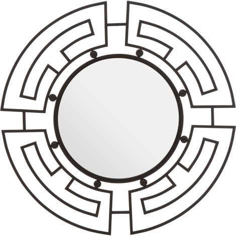 Premier Housewares Jalal Black Metal Frame Round Wall Mirror (1/5)