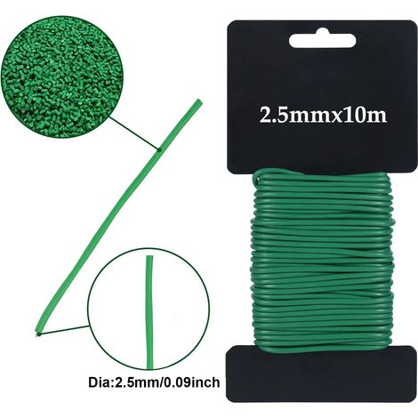 (2,5 mm x 10 m) Attache de support réutilisable pour plantes, fil d'acier recouvert de caoutchouc, accessoire de jardinage robuste et flexible, pour les tiges de fleurs. (1/4)