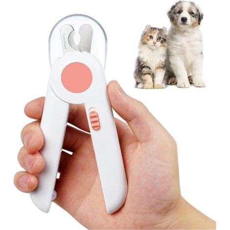 Coupe Ongles Chien Chat,Professionnel Coupe Ongles pour Animaux avec Lumière LED et Lime à Ongles et Protection aux Éclaboussures,Chien Toilettage Coupe Ongles Ligne de Sang LED Sécurité (1/5)