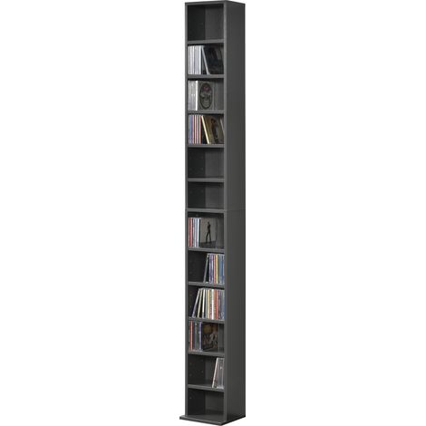 Estantería para CDs Tynset 12 compartimientos 175x20x20cm - Gris oscuro [en.casa]