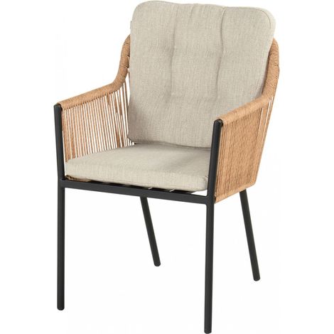 Hartman Cairo Twisted Wicker Dining Stuhl mit schwarzem Gestell inkl. Sitz- und Rückenkissen (1/5)