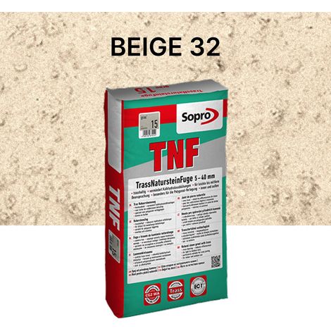 Joint souple spécial pierre naturelle 5 à 40 mm - Beige 32 - Gros grain - Sopro TNF 684 - 25 kg