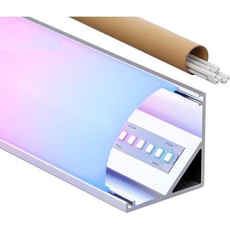 Xjahwr Aluminium Profile LED Channel for Strip Lights, V-Shape Aluminum Extrusion Track with Milky Cover End Caps Mounting Clips for LED Lighting Installations (1/5)