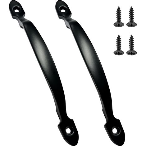 Set mit 2 schwarzen Türgriffen inklusive passender Schrauben – Retro-Stil für Tor, Schrank und Garten (1/5)