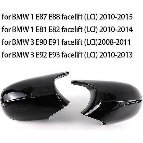 1 paire de coques de rétroviseurs latéraux en ABS style fibre de carbone pour BMW Série 1 et 3 (E87, E81, E82, E90, E91, E92, E93) - Noir LCI (1/5)
