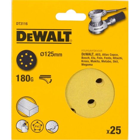 DEWALT DT3116-QZ (pkt of 25) Sanding disc - 125mm 125mm x 180g