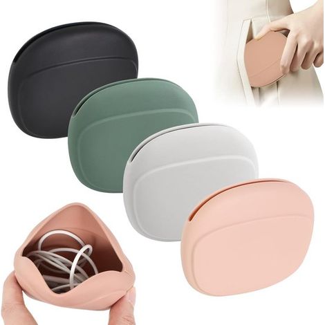 Bolsa de silicona mini de 4 piezas,organizador de auriculares,bolsa de almacenamiento pequeña,bolsa de almacenamiento portátil para audífonos (1/5)