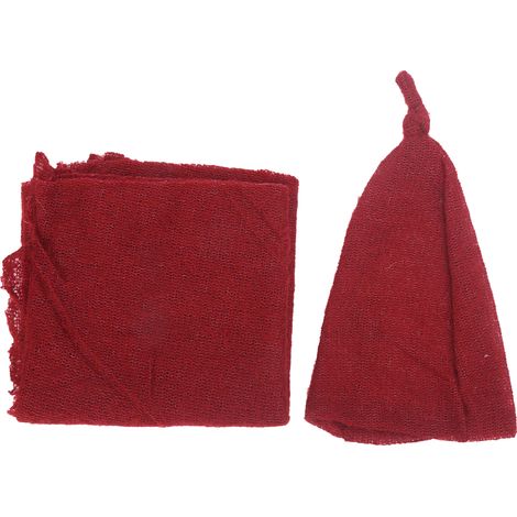 Ensemble Bonnet et Langes Bordeaux pour Nouveau-né - Accessoires Photo Bébé Garçon Fille (1/5)