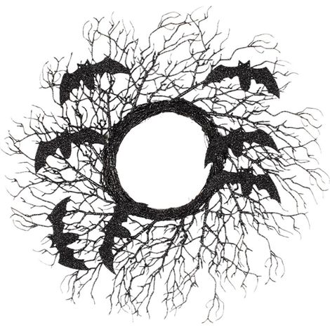 Couronne d'Halloween pour porte, guirlande artificielle effrayante avec des chauves-souris pour les fêtes d'intérieur à la maison (1/5)