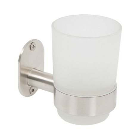 Metaform Blizz Porta spazzolini a parete in acciaio inox AISI 304 spazzolato e vetro 6,8xh9,6x10,5 cm accessori per il bagno porta bicchiere (1/3)