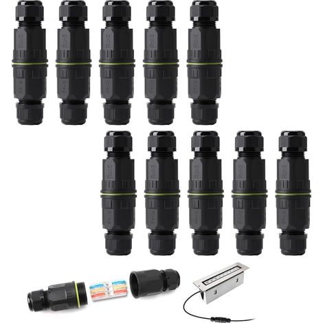 Connecteur de Câble Étanche IP68 3 Broches pour Câble Ø4-10 mm  10Pcs Boîte de Jonction, Boîte de Jonction avec Pince à Pression, Connecteur de Câble Terre pour Extérieur Jardin Terrasse (1/5)
