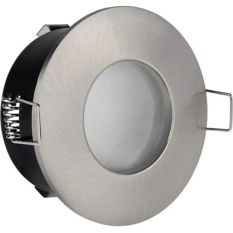 Lampesecoenergie – Spot salle de bain étanche nickel satiné – Pour ampoules GU5.3 12V halogène ou LED – IP65 pour environnements humides (1/4)