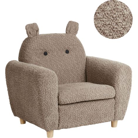 Sillón infantil tapizado bouclé con reposabrazos para niños marrón Maribo (1/5)