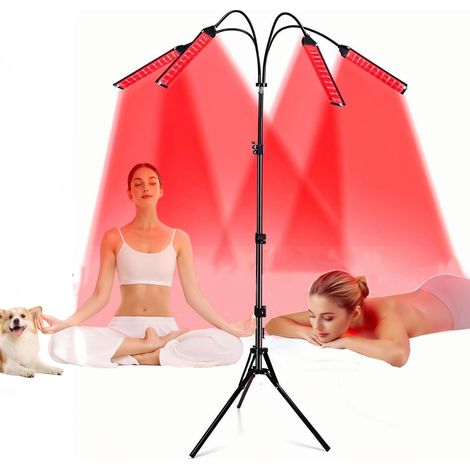 Lampada per terapia con luce rossa con luce infrarossa da 660 nm e 850 nm – 420 LED, 5 livelli, 4 pannelli regolabili, timer e supporto per alleviare il dolore in tutto il corpo, viso, schiena