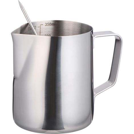 Stainless Steel Milk Frother Pitcher 350ml with Pen