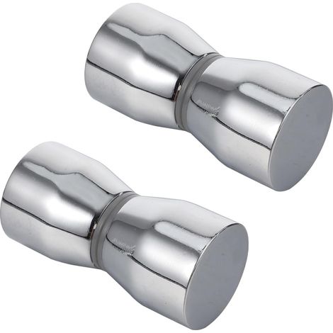 Lot de 2 Poignées de Porte en Alliage D'aluminium Double Face pour Porte Verre, Design Encastré, Finition Argentée, Poignée Seul Trou, Accessoires Salle de Bain Modernes (1/5)