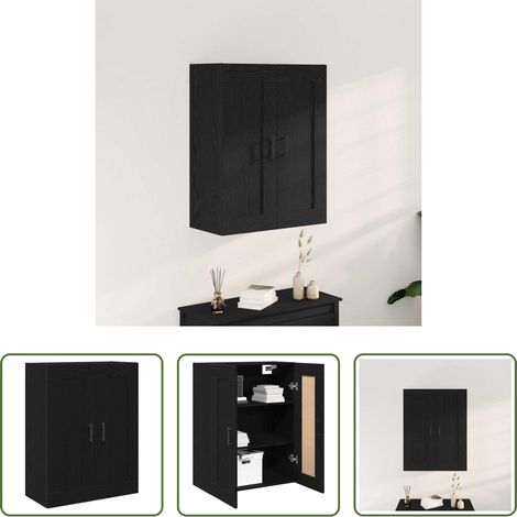 Schrank - Wandmontierter Schrank Schwarz Eichen-Optik 69,5 x 34 x 90 cm (1/5)