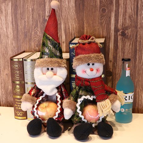 Leder Weihnachtssüßigkeitenbeutel Weihnachtsmann Apfelbeutel Reißverschlussbeutel Weihnachtsdekoration 2St
