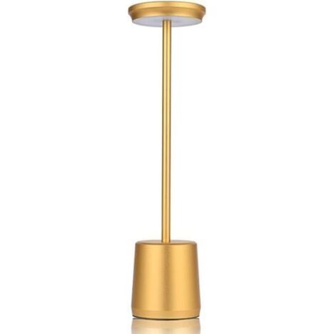 Lampe de bureau sans fil en métal, lampe de table LED portable avec capteur tactile, lampe rechargeable en aluminium avec 3 couleurs de lumière et 3 niveaux de luminosité, veilleuse, lampe de chevet,