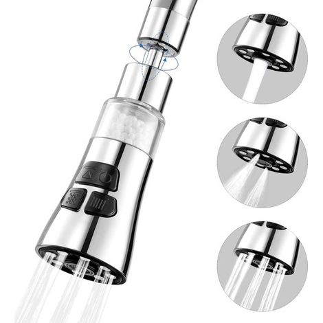 Rubinetto filtro per lavello con set di filtri girevoli a 360°, 9 accessori inclusi, 3 impostazioni di getto, prolunga per getto, rimuove metalli pesanti e calcare. (1/5)