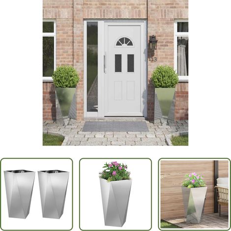 Terrassenpflanzer - Pflanzkübel 2 pcs Silber 40 x 40 x 75 cm Verzinkter Stahl (1/5)