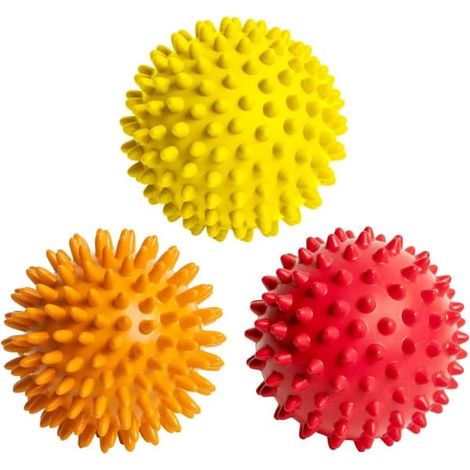 Boules de massage à picots CDQ Octorox pour les pieds, le dos et les muscles - 3 boules souples