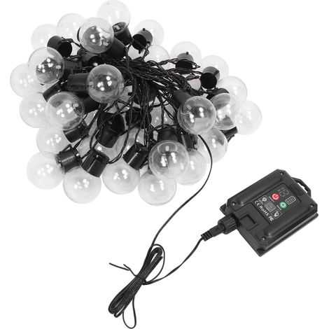 Guirlande lumineuse extérieure 40 ampoules G50 étanche solaire USB rechargeable coque transparente décorative LED 10 m / 32.8 ft lumière blanche (1/5)