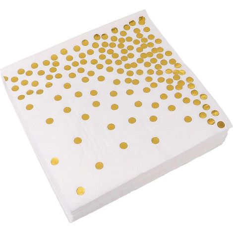 Lot de 50 serviettes jetables à pois, en papier de soie pour mariage, dîner, fête, hôtel et restaurant (doré)-16.5X16.5CM-Golden