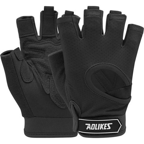 (Noir, Taille S) Gants de sport respirants, unisexes, adaptés au cyclisme et à l'entraînement de musculation en salle de sport.